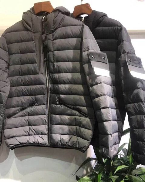 

island stone winter mens down jacket classic armband men designer jacket outdoor sports breathable hooded jacket selling windproof jackets, Black