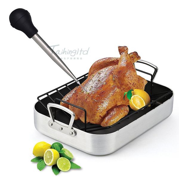 

stainless steel turkey needle seasoning tool barbecue seasoning silicone pump headturkey baster set
