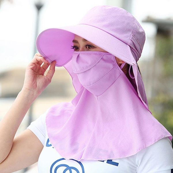 

women hat sun mask cap breathable anti-uv sunshade riding headgear outdoor riding hat mask sun protection accessories, Black