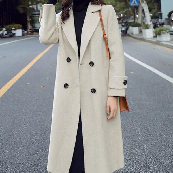 

осень однобортный повседневная мода женщины outwear пальто сплошного цвета элегантный с карманом ежедневно с длинным рукавом нагрудные искус, Black