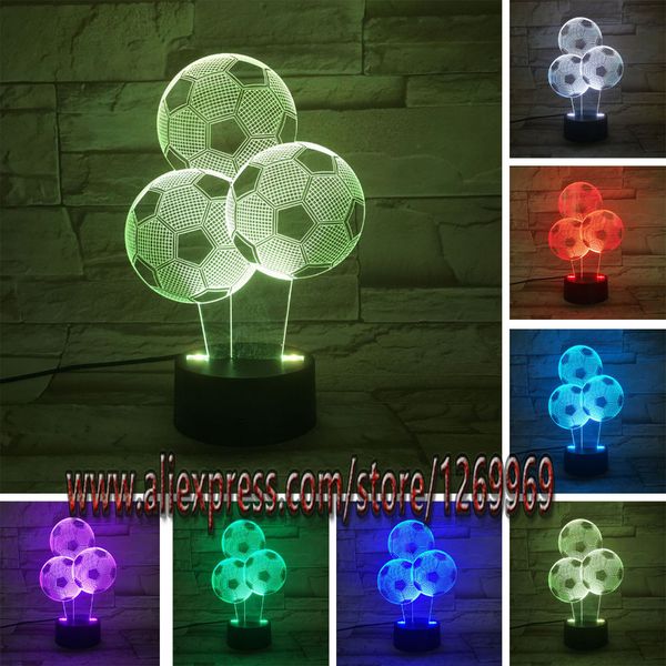 Novo LED 3D mesa de mesa de mesa de futebol Balão de futebol Kid Sleepside Light Light Decor # R45