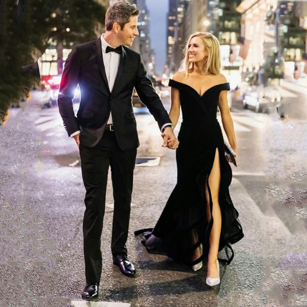 

custom black man suits pants groomsmen outfits wedding tuxedo prom party man attires 2piece costume homme slim fit trajes de hombre, Black;gray