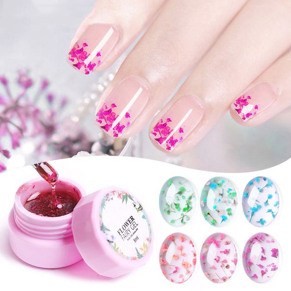 

dry flowers nail gel polish diy floral uv gel varnish soak off manicure nail art ---ms, Red;pink