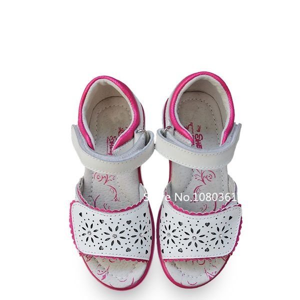 

summer 1pair girl arch support genuine leather orthopedic girl children sandals inner length 17-20.2cm ,super quality shoes t200408, Black;red