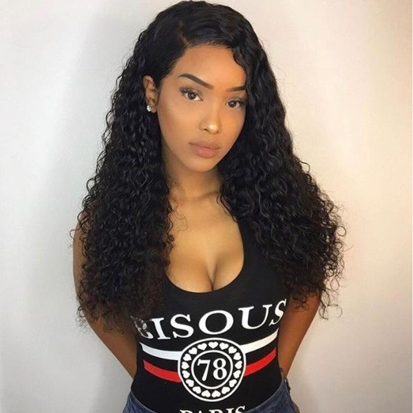 

mscoco hd transparent lace wigs deep wave lace front human hair wigs pre plucked 180 250 density remy brazilian wig, Black;brown