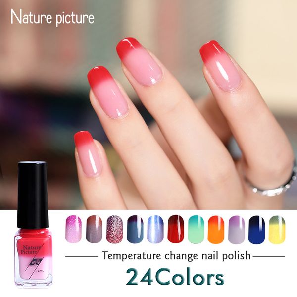 

nature picture 6ml thermal temperature uv nail polish colorchange nail care polish soak off liquid uv led art gel varnishes