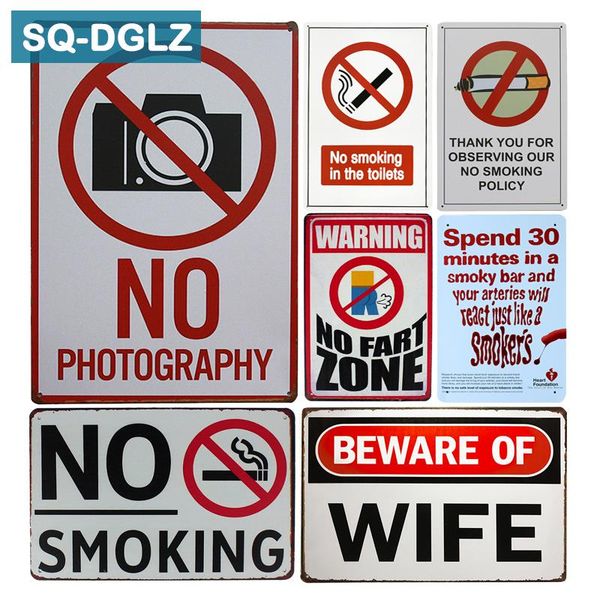 

no pgraphy & no smoking metal sign wall decor tin sign vintage toital warning beware metal signs home decor painting plaques art poster