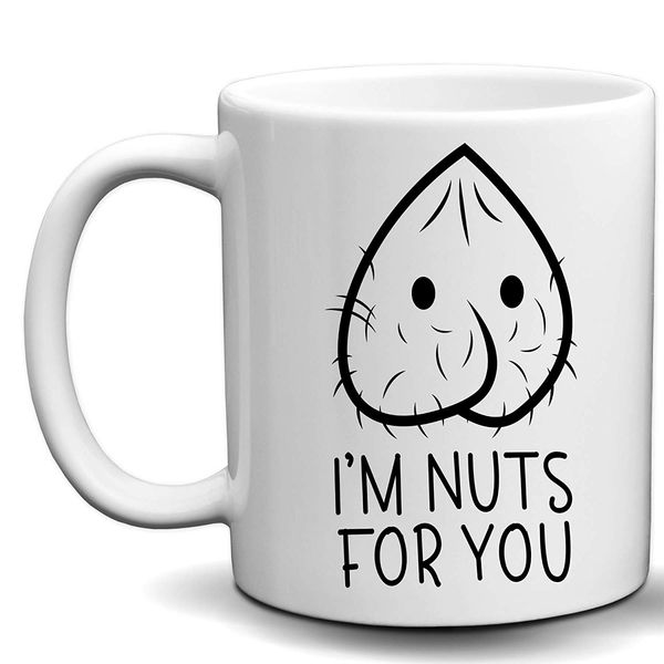 

i'm nuts for you novelty white 11 oz coffee mug white elephant sarcasm mug inspirational mug gift,dropshipping