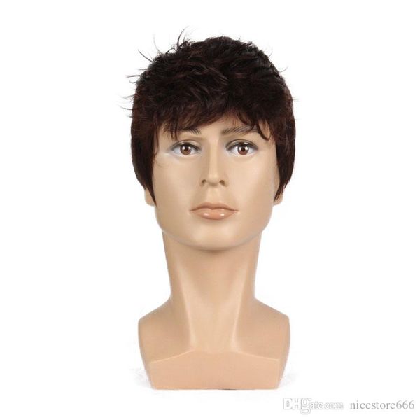 6 Inch Short Striaght Full Synthetic Wig For Men Male Hair