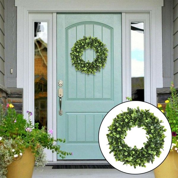 

decorative flowers & wreaths 1x pure garden artificial wreath 17inch home door greenery wedding event decor pvc