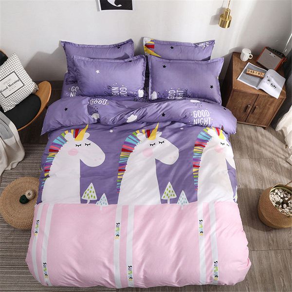 

unicorn king bed set dog sheet pillowcase duvet cover 3/4 pieces bed linens bedding 2019 new style aloe cotton