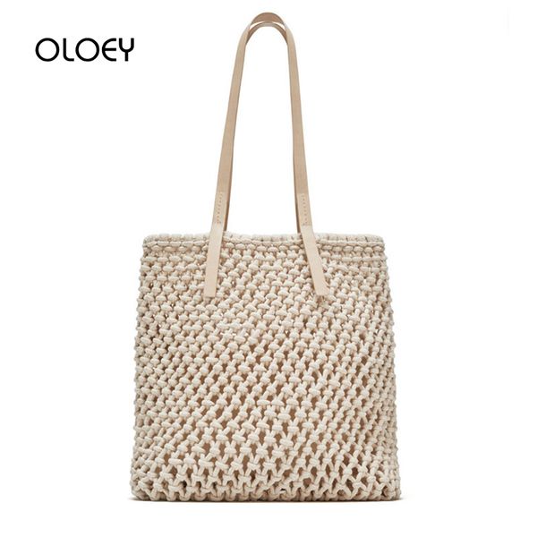 

summer straw braided shoulder bag buckle women's handbag beach hollow out outdoor travel handmade totes rattan woven storage bag