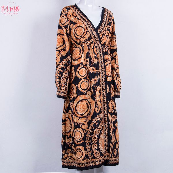 

2020 style fashion elegant women deep v neck floral print dress party ball gown formal long dress size s xl, Black;gray