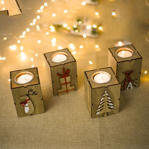 

new year's party decor wooden candle holder candlesticks lantern vintage christmas decorations for home xmas party gifts new
