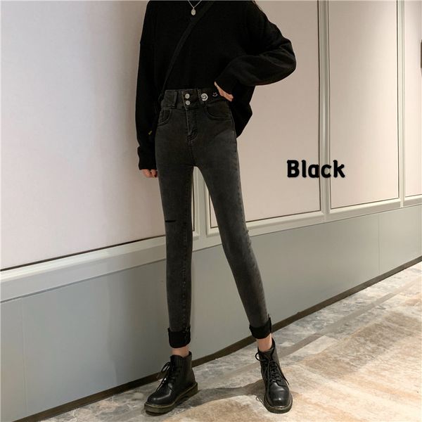 

2020 spring new plus velvet thick high waist was thin autumn and winter wild leggings, Blue