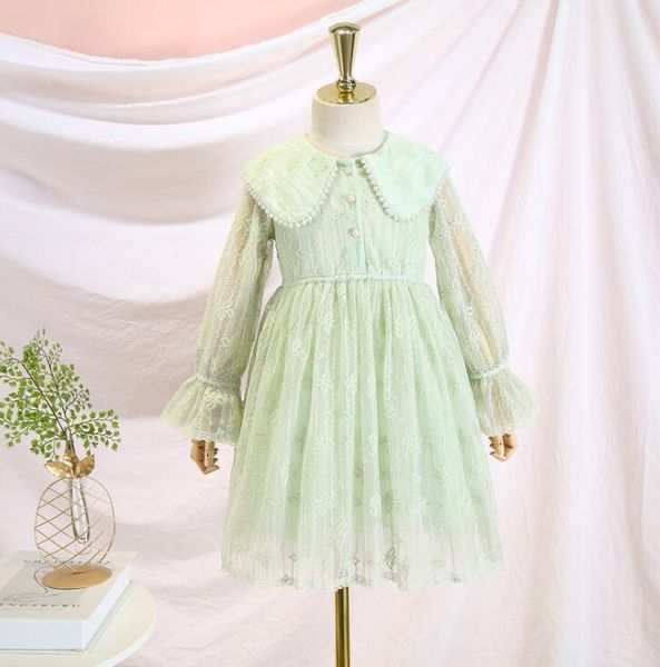 

2020 spring lace beading dress for girls princess, children fashion sweet dress 5 pcs/lot, wholesale, Red;yellow