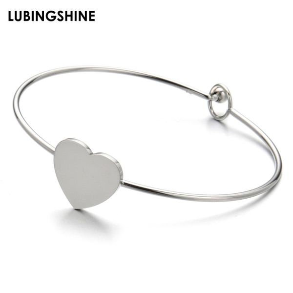 

fashion stainless steel bracelet&bangle gold silver color love charms bangle for girls kids birthday party cuff jewelry, Black