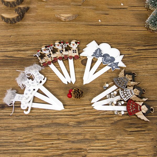 

christmas cake er picks diy wooden christmas tree santa claus cake insert cards decoration decorating tools navidad