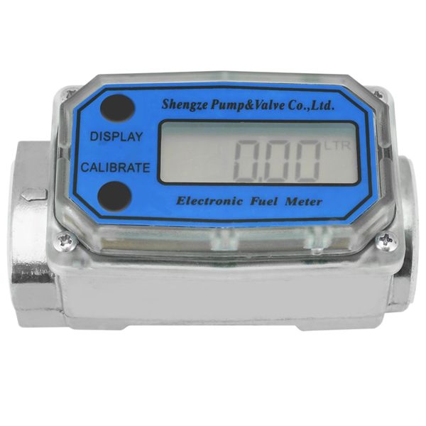 

lcd digital flow meter turbine flowmeter fuel flow meter 15-120l for chemicals water sea adjust liquid