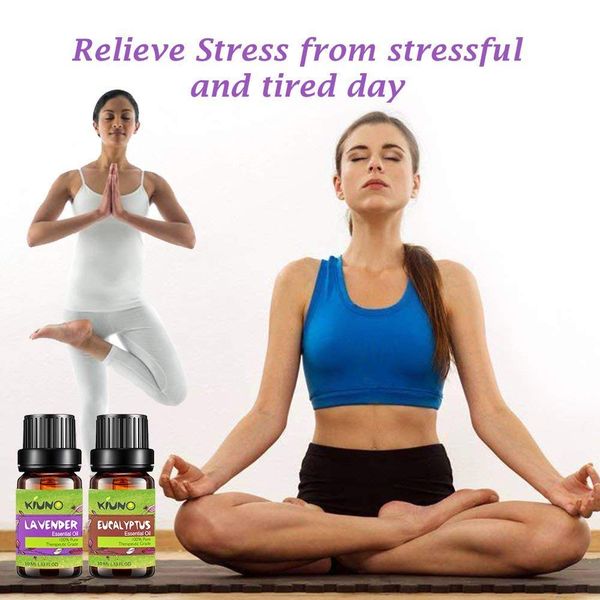 

us stock kiuno 10ml pure essential oils diffuser humidifier massage aroma orange peppermint patchouli lavender lemon olis 6pcs gift set