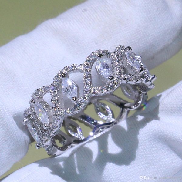 

size 5-10 victoria luxury jewelry promise rings 925 silver fill marquise cut 5a cubic zirconia gemstones pave cross band ring for women gift, Slivery;golden