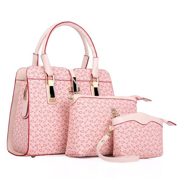 

women handle bags three pieces handbag set casual big capacity pu leather tote purse shoulder bag purse crossbody bag