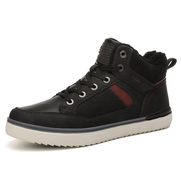 

019 winter outdoor hiking shoe men's casual shoe non-slip walking high to help plus velvet men sneakers, Black