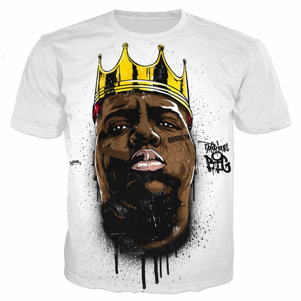 

men/womens funny rapper tupac 2pac notorious b.i.g. biggie smalls 3d print t shirt summer plus size hip hop style outfit u1243, White;black