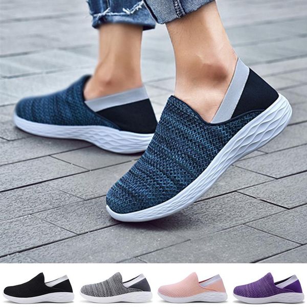 

men's and women casual loafers shoes comfortable legging lazy flats soft mesh sock sneakers, Black
