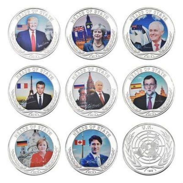 

каждая страна президент памятная монета трамп путин макрон трюдо премьер министр металлический значок ремесло коллекция быстрая доставка
