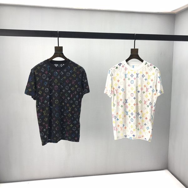 

2020ss весна и лето новый высококачественный хлопок печать с коротким рукавом круглый вырез панели футболка размер: -l-xl-xxl-xxxl цвет: че, White;black