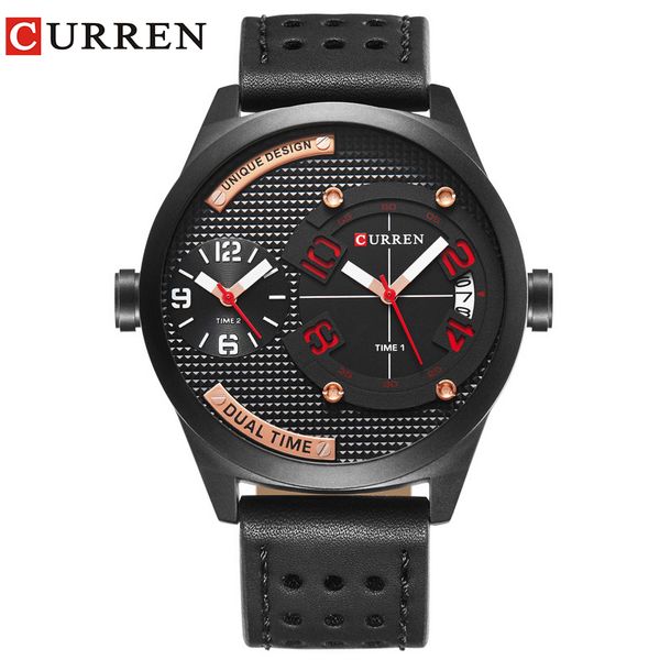 

fashion brand curren business wrist watch casual quartz men's watch leather strap clock relogio masculino horloges mannens saat, Slivery;brown
