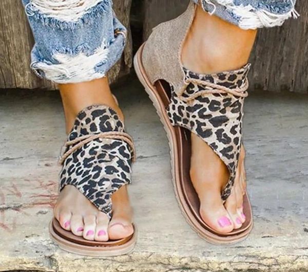 

new women flat heel sandals fashion retro snake pattern leopard zebra bohemia casual beach shoes size 35-43, Black