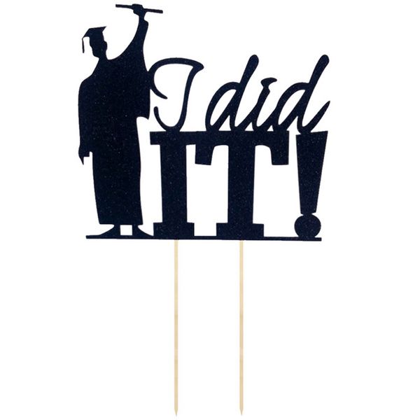 

graduation cake er decorations - large size, i did it - grad holding degree with joy of scuess | graduation cake ers- gr