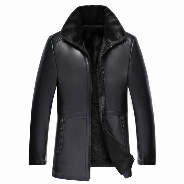 

winter coats mens leather fur jackets long shearling coats thick warm outerwear overcoat windbreaker plus size 4xl suede leather, Black