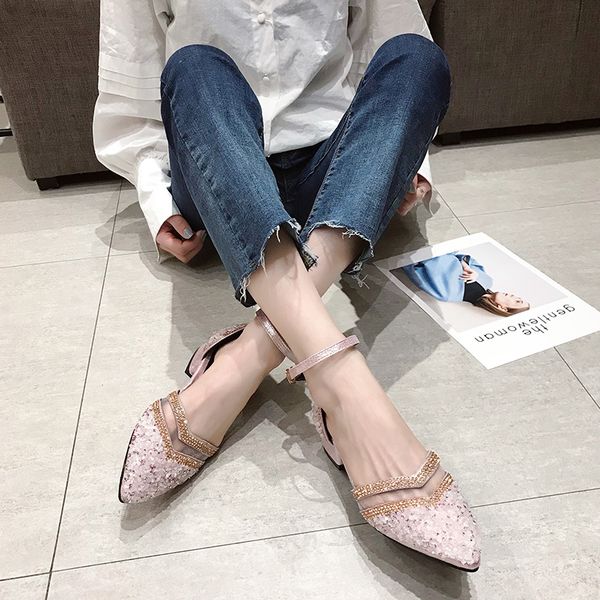 

casual woman shoe women shoes 2020 elegant pointed toe female footwear all-match modis new dress summer round comfortable cute, Black