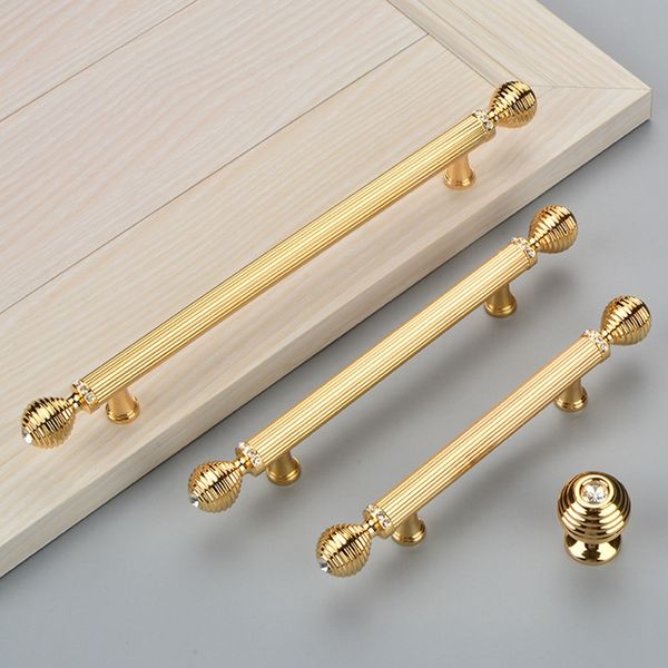 2019 Luxury Crystal Kitchen Door Cabinet Knobs And Pulls Gold