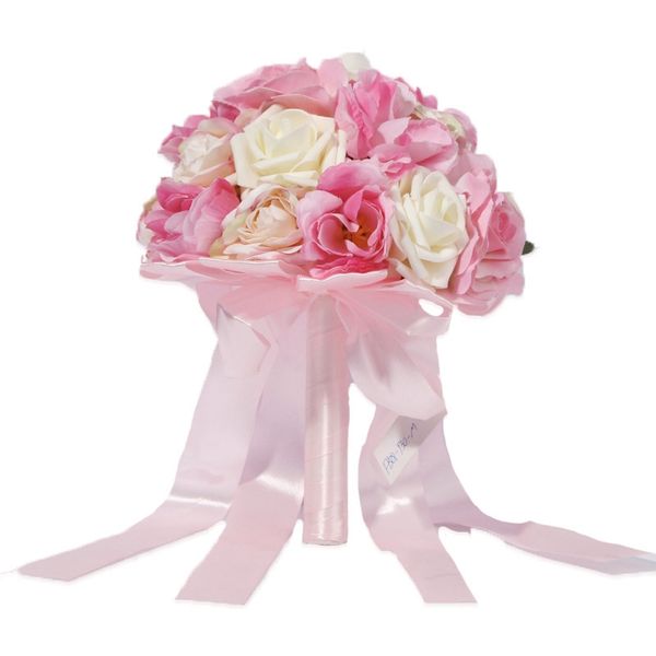 

bride 's holding flowers, romantic wedding white pink rose bouquet,bridesmaid wedding p props