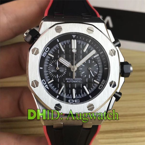 

luxury watch satch chronograph quartz wristwatches silver 42mm 316l stainless steel case black rubber band mens watches montre de luxe, Slivery;brown