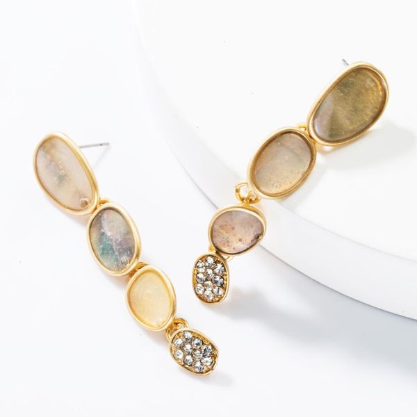 

jouval vintage gold long dangle drop earrings layered geometric resin crystal brincos for women female fashion jewelry oorbellen, Silver