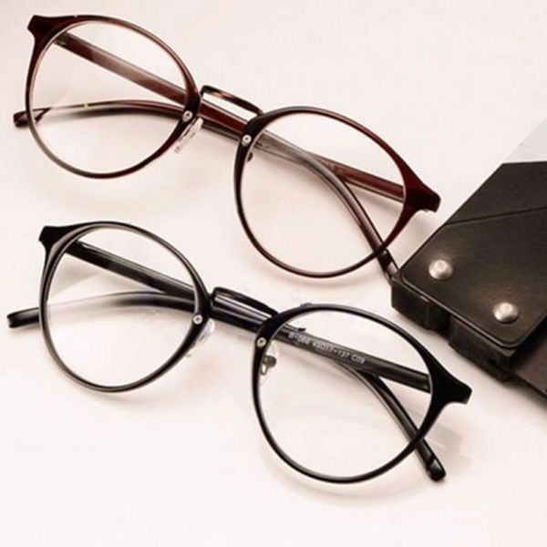 

vintage clear lens eyeglasses frame retro round men women nerd glasses, Silver