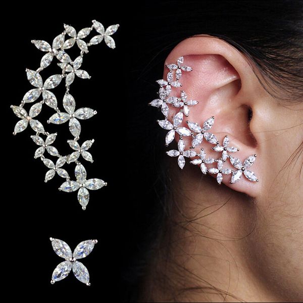 

right and left asymmetric design new arrival brand cubic zirconia ear cuff earring for women,cz fashion jewelry, Silver