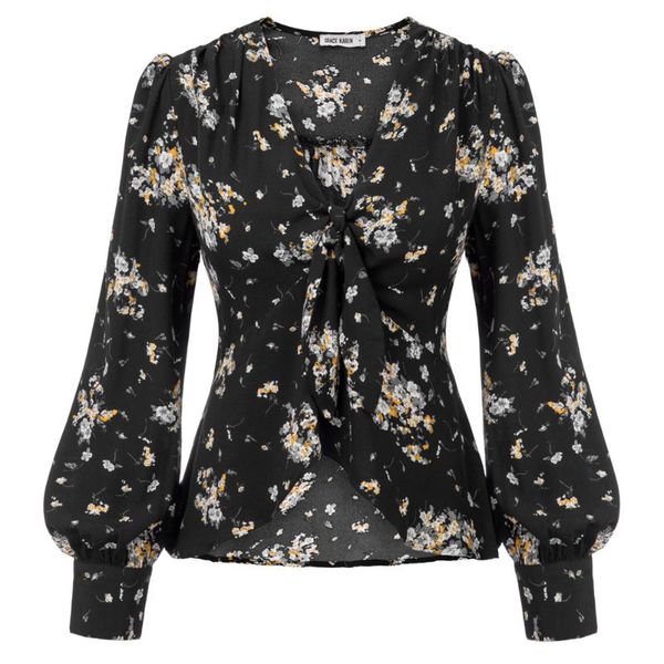 

women's irregular high-lo hem pullover long puff sleeves v-neck blouse, White