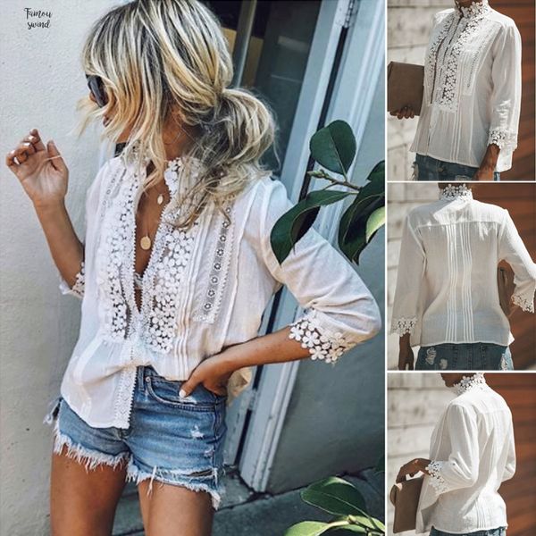 

women stylish shirt hollow out slim blusas long sleeve white t shirt vintage ladies lace t shirts tees