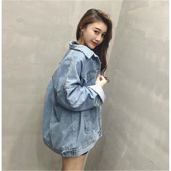 

autumn women loose basic coats female jeans coat feminino slim denim jacket oversize bomber streetwear veste femme, Black;brown