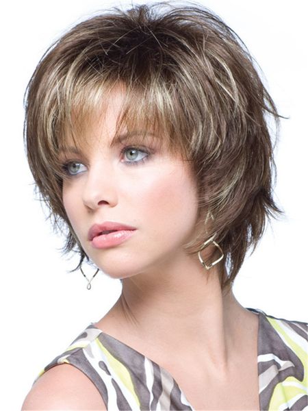 AIMISI COLOR PIXE CUT WIG PERRUQUES TRESSEES Синтетическая симуляция Человеческие волосы BOBO PAGS PELUCAS BYM #