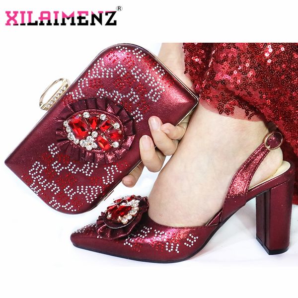 

2019 autumn and winter special arrivals wine matching shoes and bag set in heels matching shoes bag set for party, Black