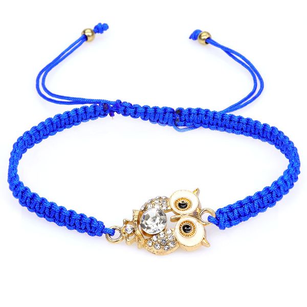 

zwpon woven cotton rope crystal owl charm bracelets adjustable women red blue black rope friendship bracelets jewelry wholesale