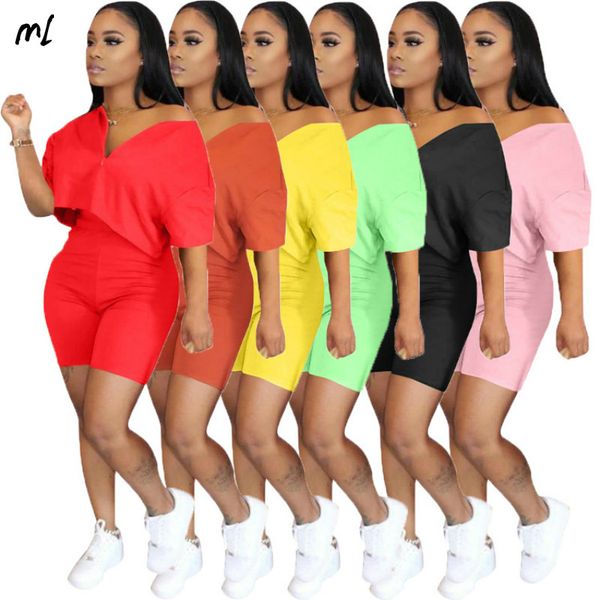 

2pcs/set women tracksuit solid short sleeve crop skinny pants plus size suit casual 2 piece set joggers sportwear fitness, White