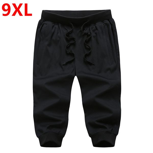 

men big size summer leisure knee length casual shorts large size thin foot trousers oversized shorts 9xl 8xl sweatpants, White;black